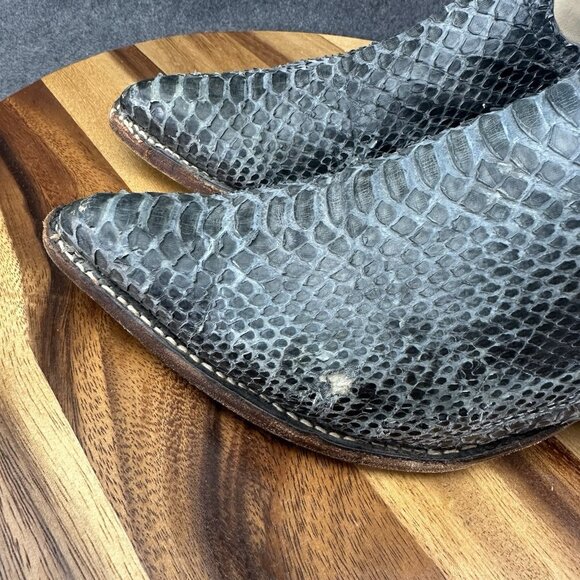 Tony Lama Boots 1466 Sz 10M Gray/Blue and Tan Snake Skin Embroidered - Picture 7 of 11